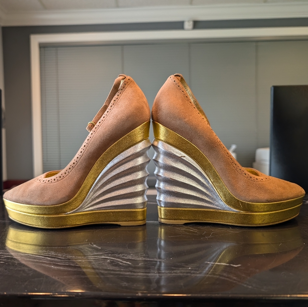 YSL Suede and metallic wedges size 37